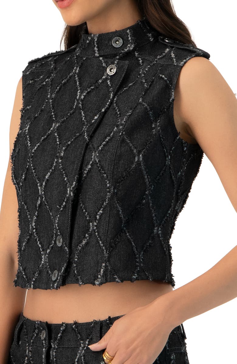 IVONNE Distressed Denim Vest, Alternate, color, Black