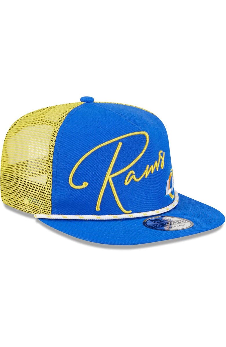 New Era Men's New Era Royal Los Angeles Rams Script Logo Golfer 9FIFTY Snapback Hat, Alternate, color, 