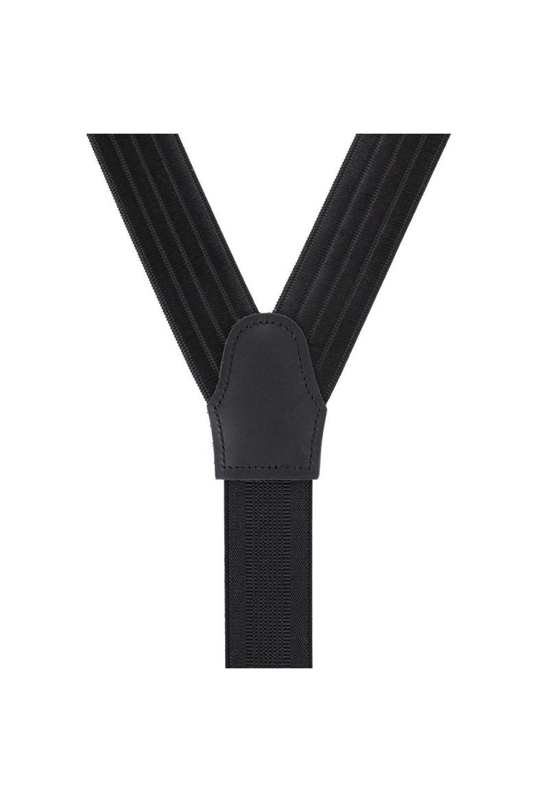 Big & Tall Jefferson Brushed Pinstripe Elastic Formal End Suspenders, Alternate, color, Black
