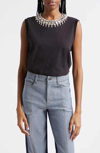 Cinq à Sept Brielle Embellished Jewel Cotton Tank