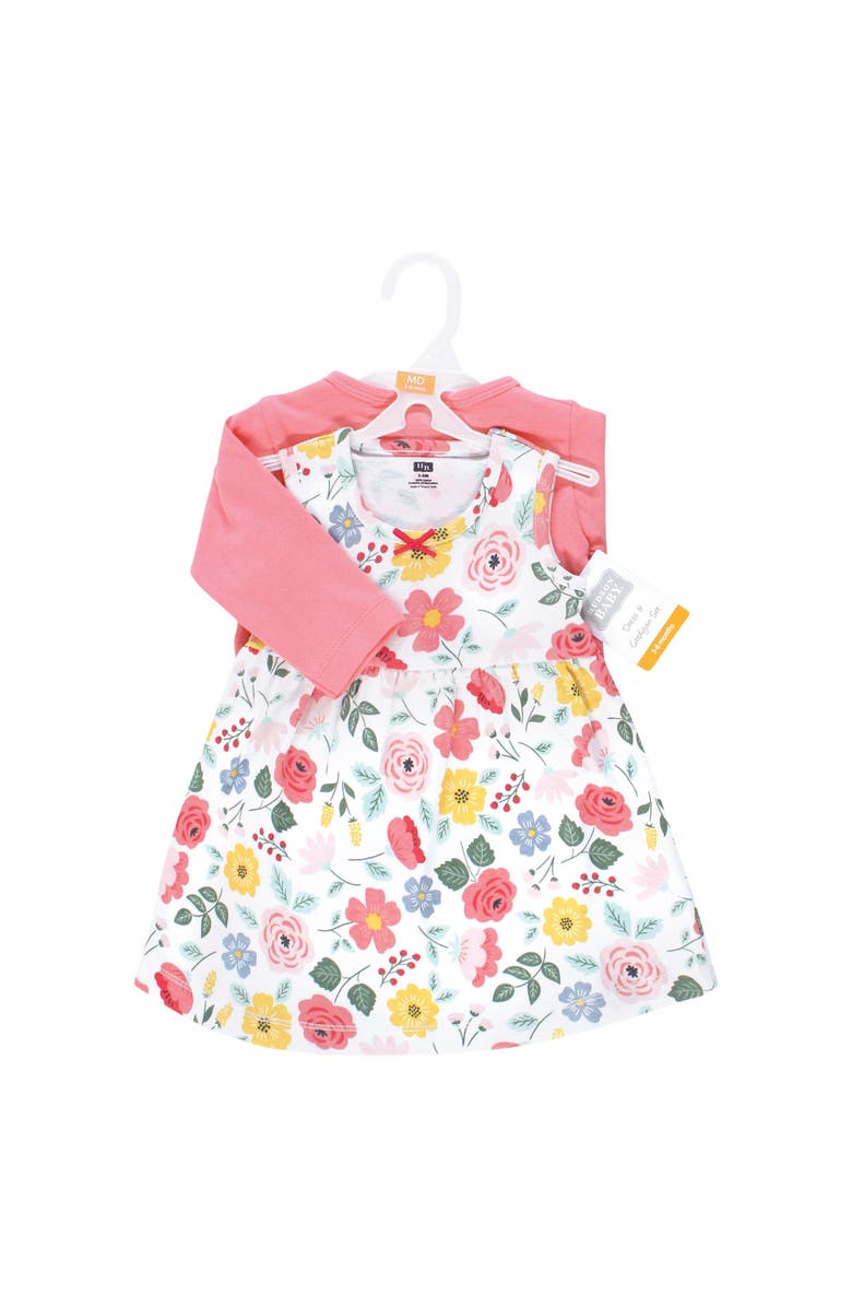 Hudson Baby Baby Cotton Dress & Layering Cardigan, Alternate, color, Modern Botanical