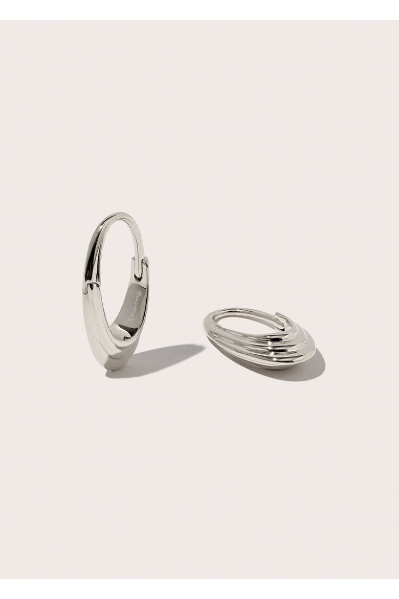 Roscida Ridged Hoop Earrings, Main, color, Silver