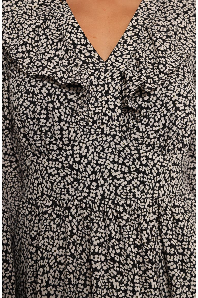 Isadora Floral Print Ruffle Long Sleeve Maxi Dress, Alternate, color, BLACK/IVORY