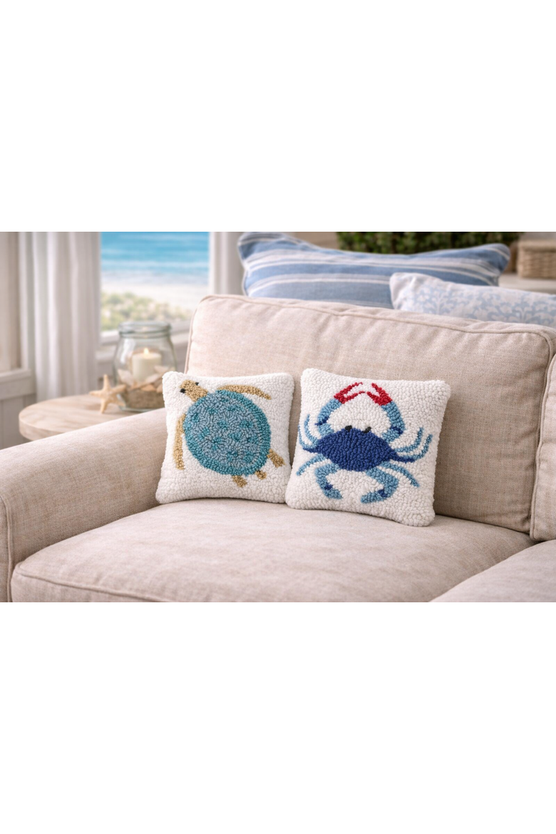 Coastal Hooked Mini Pillows, Alternate, color, Blue