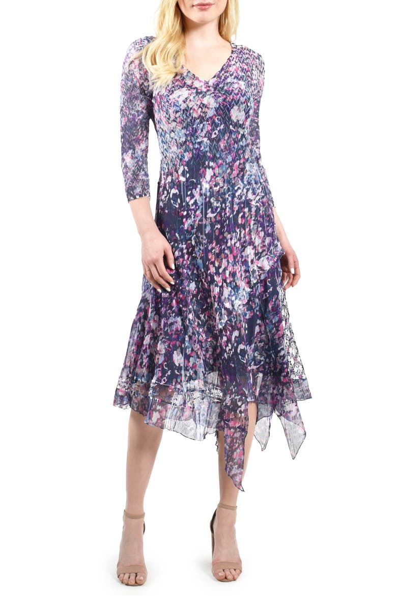Handkerchief Hem Chiffon Cocktail Dress, Main, color, PURPLE HYBRID