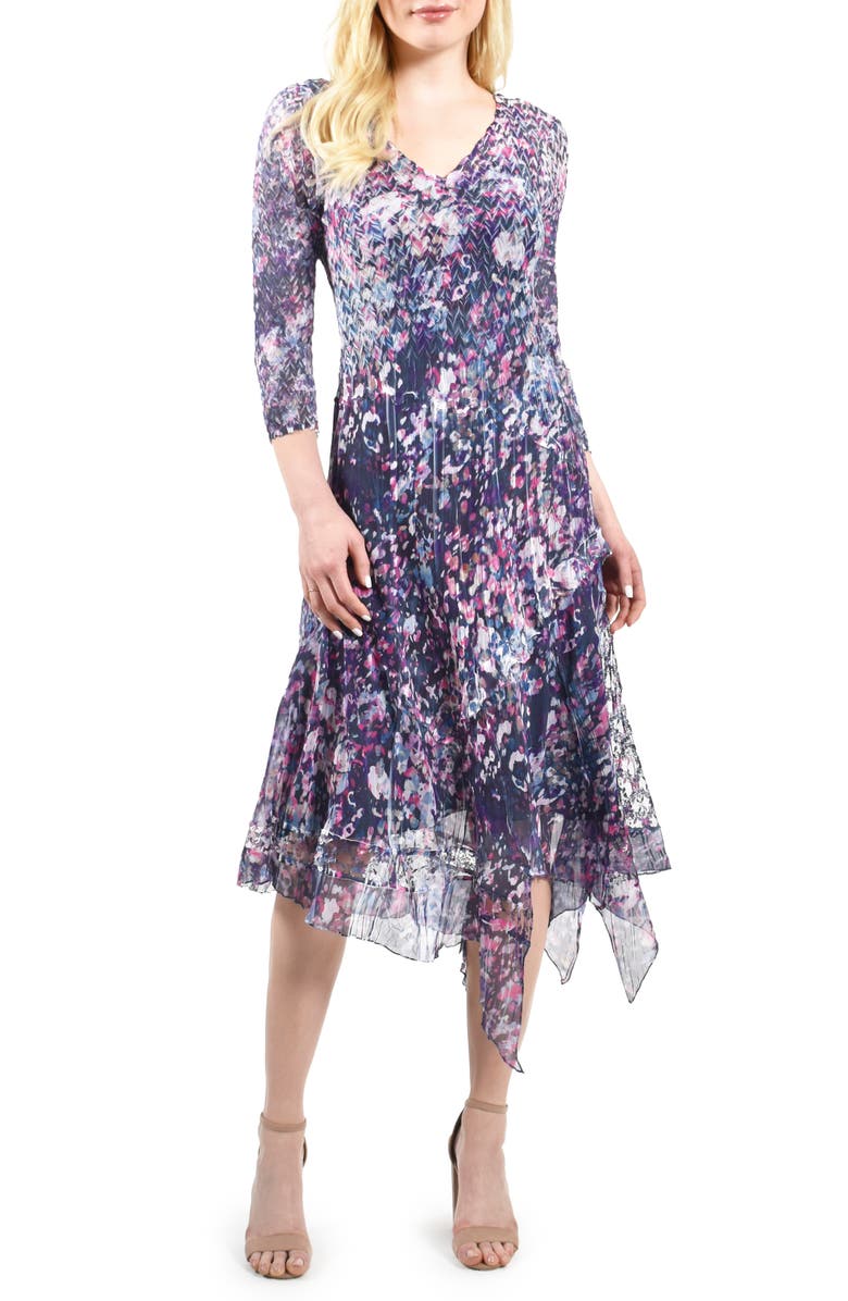 Komarov Handkerchief Hem Chiffon Cocktail Dress, Main, color,