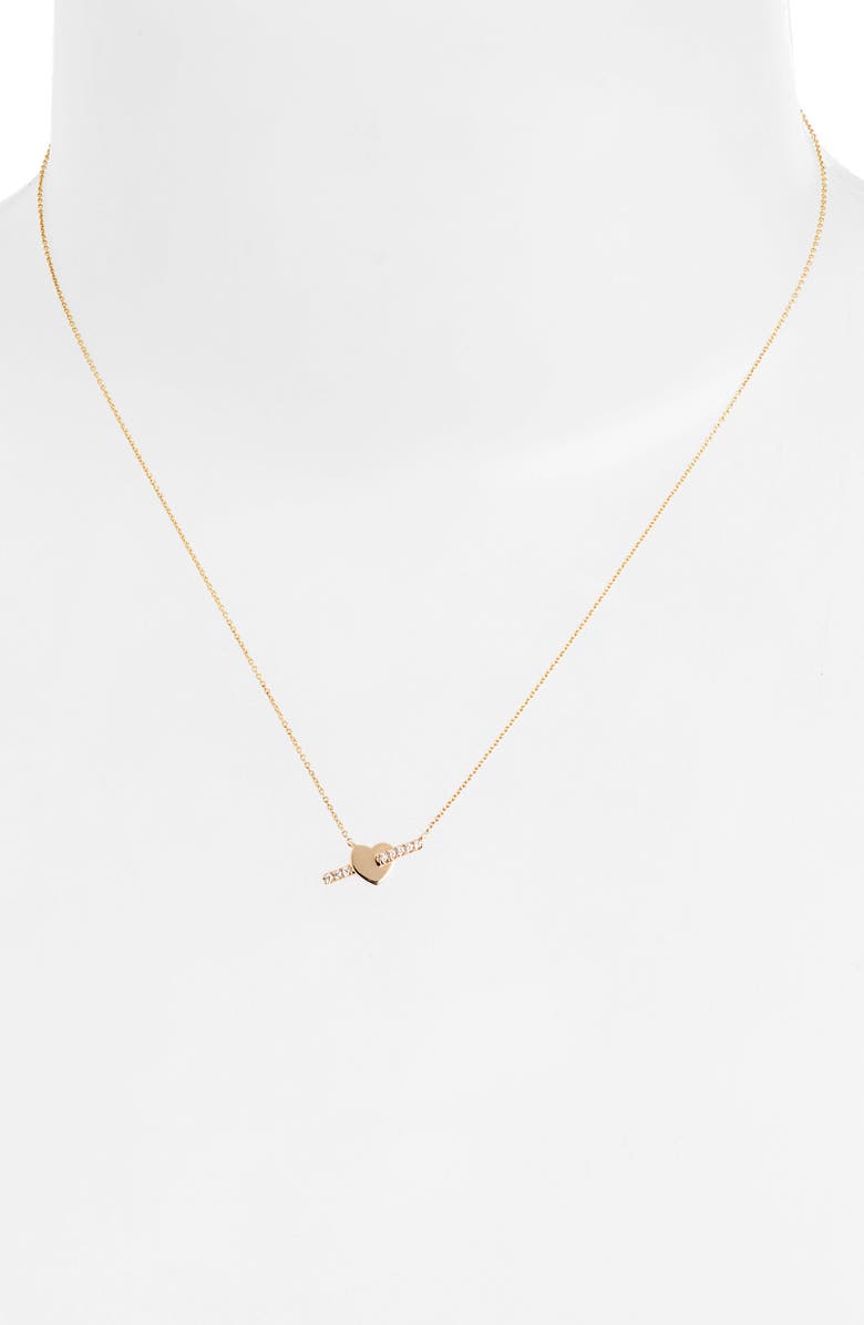 Dana Rebecca Designs Livi Gold Heart Bar Diamond Necklace, Alternate, color, 