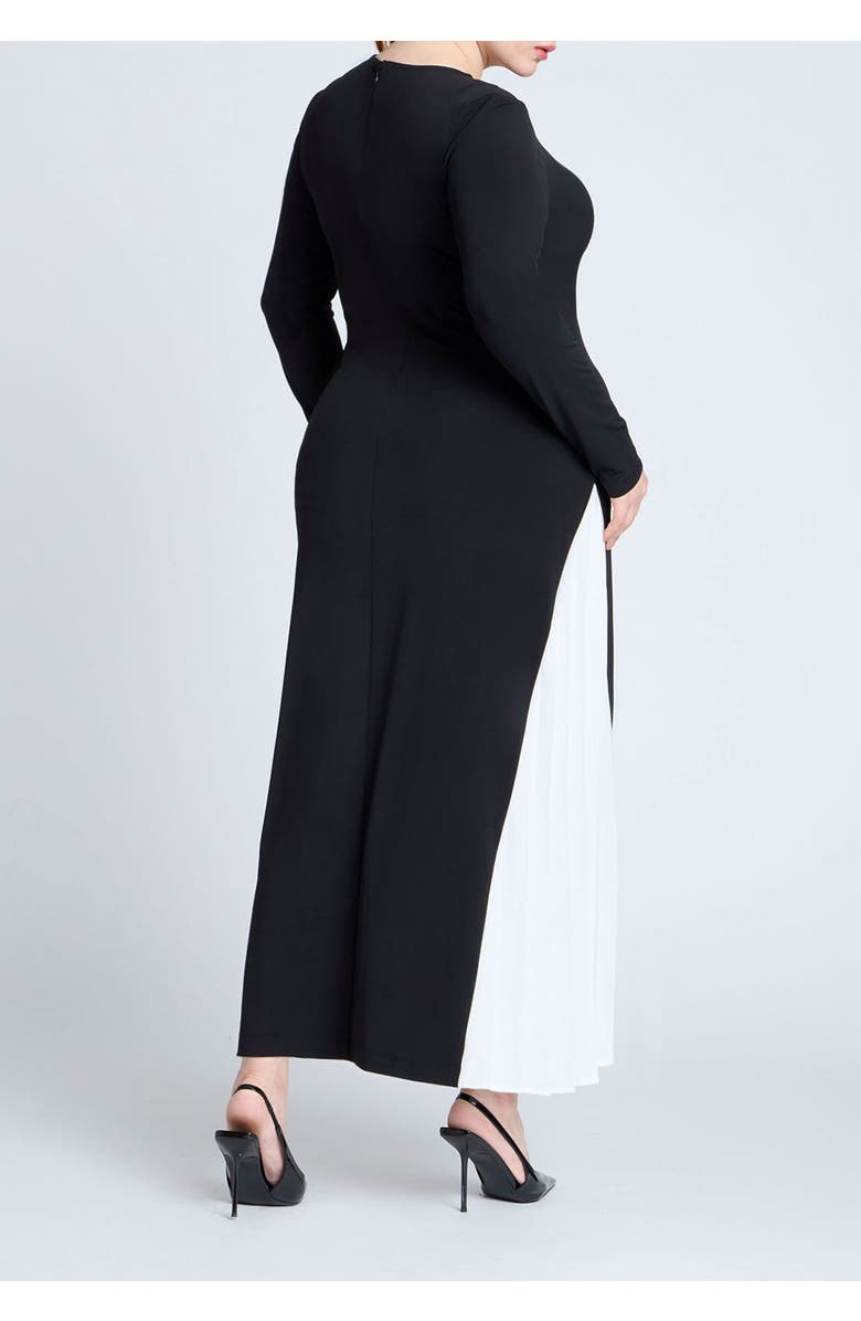 ELOQUII Maxi Dress With Pleat, Alternate, color, Black Onyx