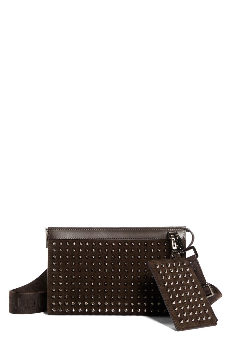 Funky Stud Suede Crossbody Bag, Main, color, CAFE/ GUN METAL
