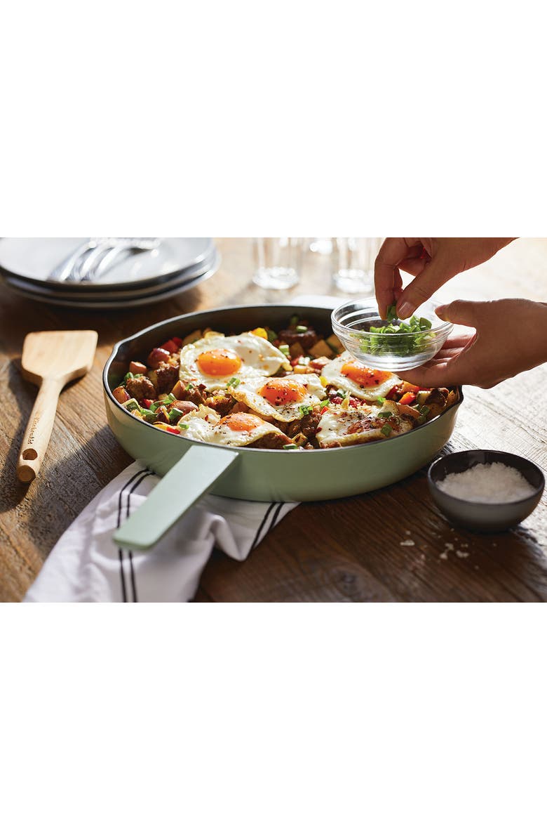 KITCHENAID Enameled Cast Iron 12-Inch Open Skillet, Alternate, color, Pistachio
