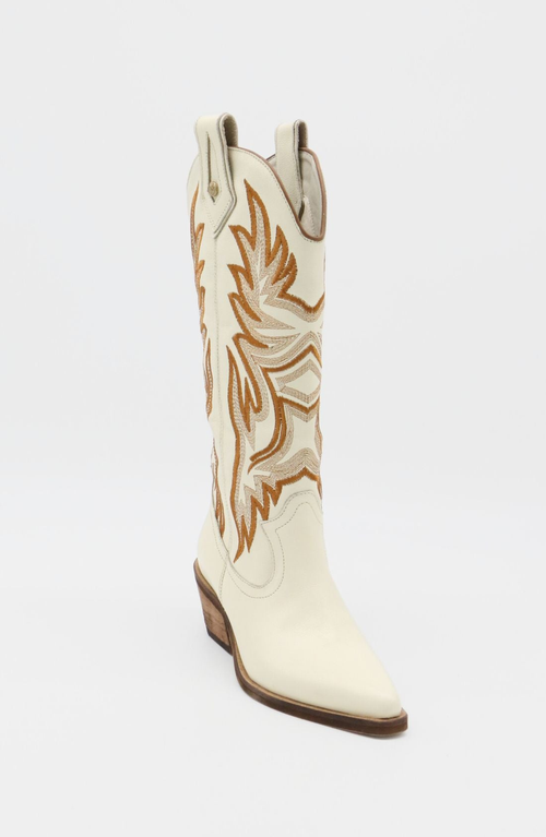Stivali New York Dramen Western Cowboy Boot In Off White In Multi