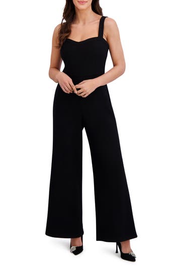 London Times Sweetheart Neck Jumpsuit In Black