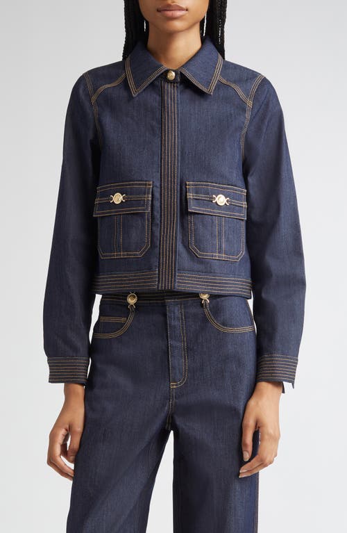 Cinq À Sept Lydie Crop Denim Jacket In Blue