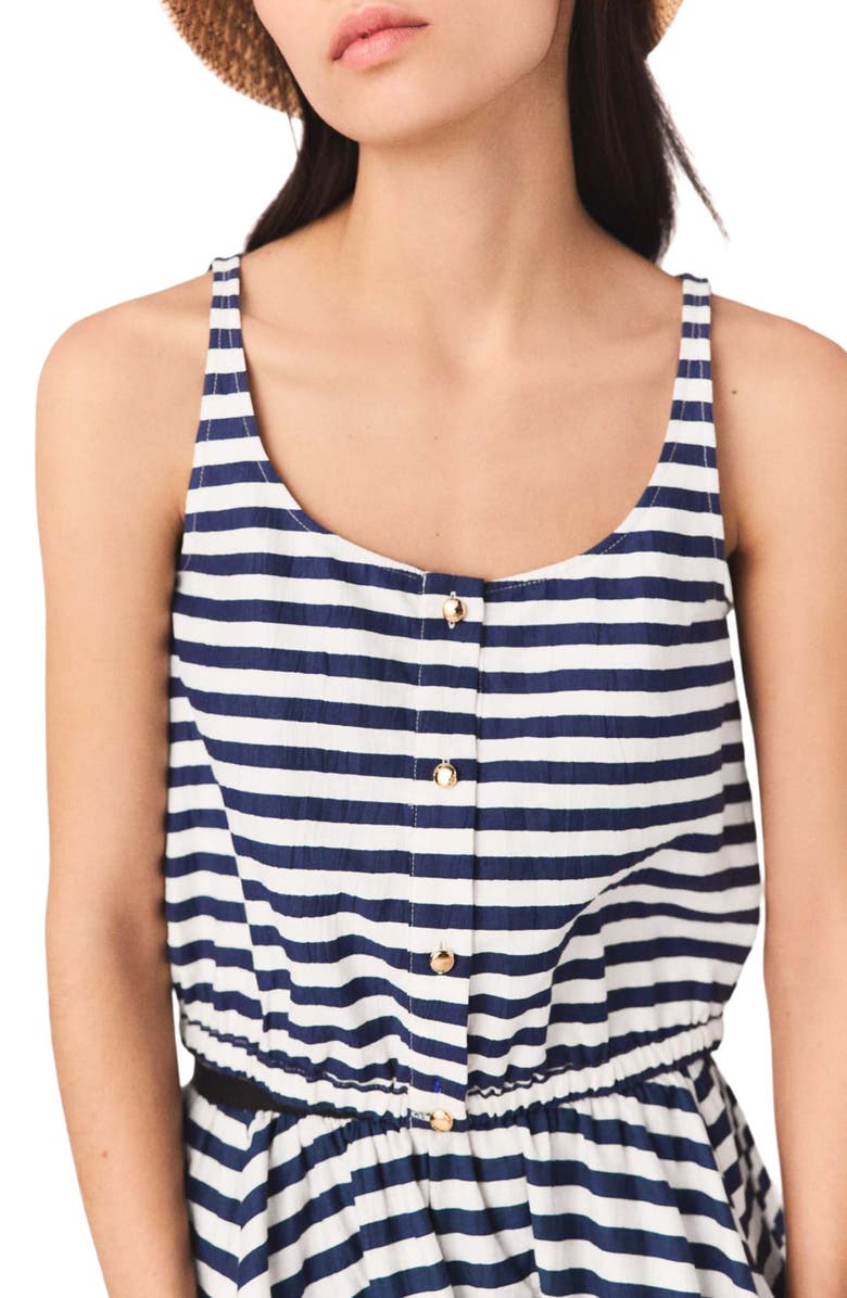 maje Linen-blend top, Alternate, color, White/Blue