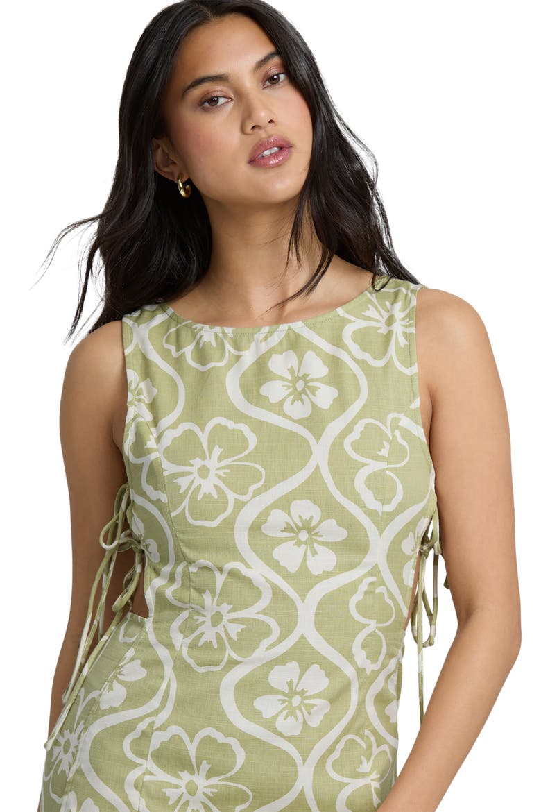 Trip Floral Side Cutout Minidress, Alternate, color, CACTUS