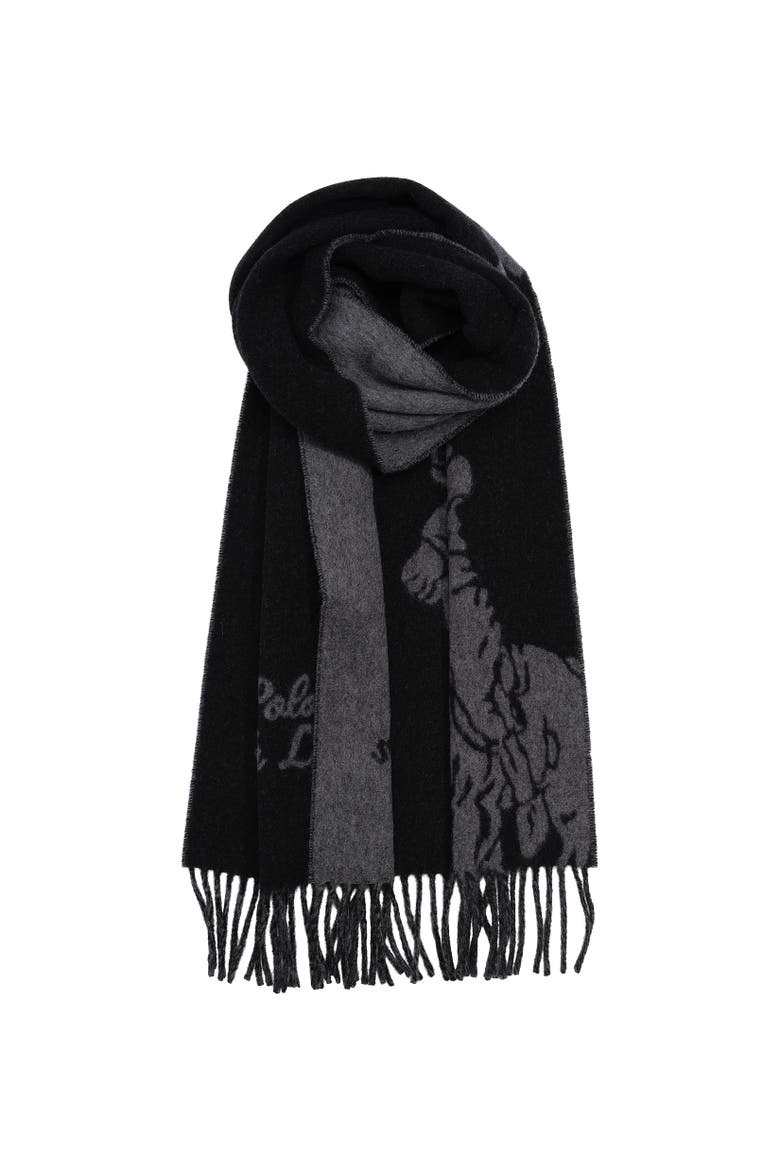 Big Pony Jacquard Scarf, Alternate, color, Black/Charcoal