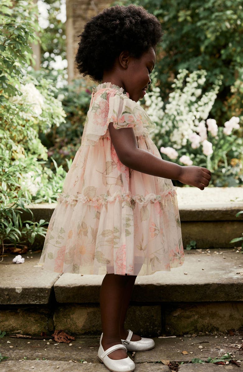 NEXT Kids' Floral Mesh Tiered Party Dress, Alternate, color,