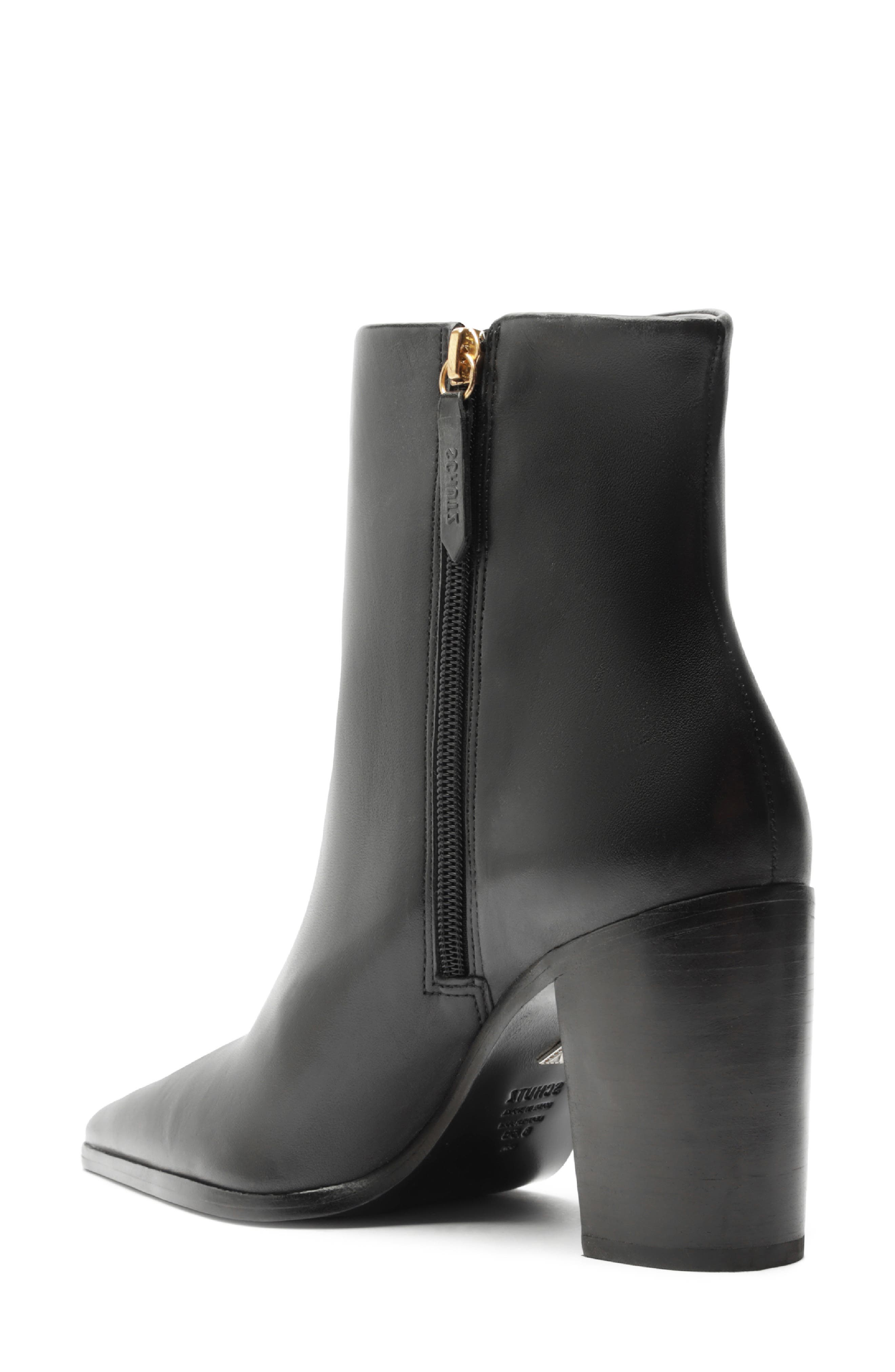 Schutz Mikki Pointed Toe Block Heel Bootie, Alternate, color, Black