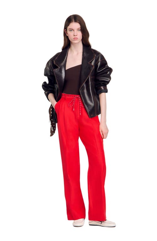 Sandro Drawstring Trousers In Red