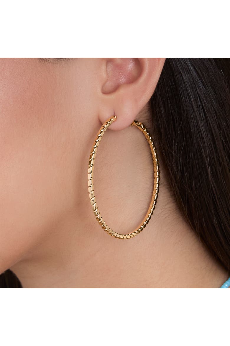 JS Jessica Simpson Textured Omega Gold-Tone Large Hoop Earrings, Alternate, color, Gold