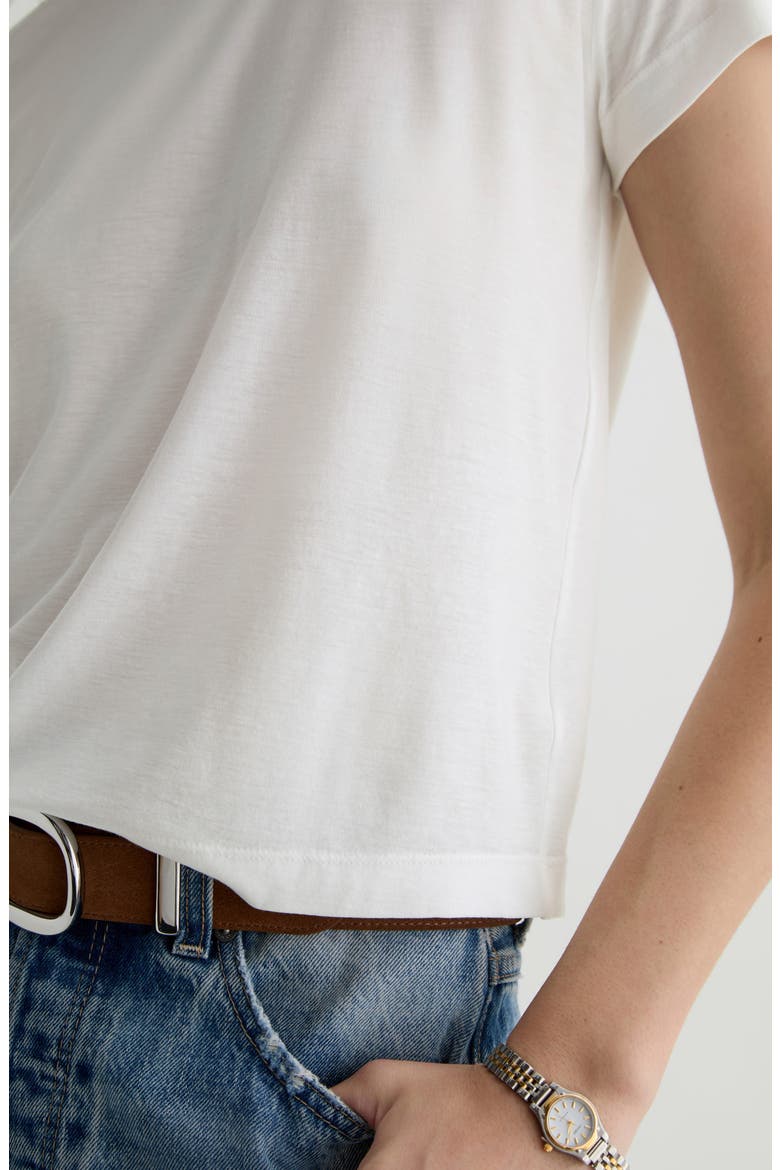 Zoie Cotton & Linen Blend T-Shirt, Alternate, color, WHITE