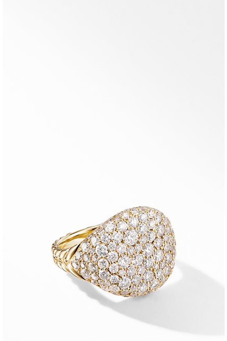 Chevron 18K Gold & Pavé Diamond Pinky Ring, Main, color, DIAMOND