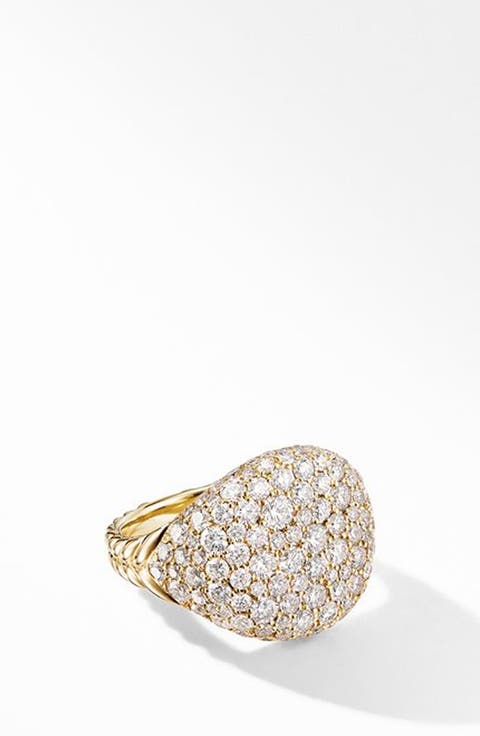 Chevron 18K Gold & Pavé Diamond Pinky Ring