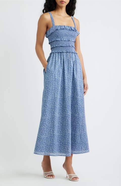 The Analiese Smocked Cotton Midi Nap Dress