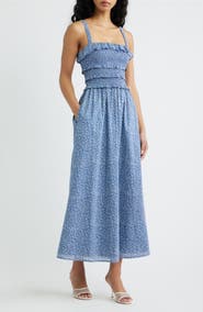 Hill House Home The Analiese Smocked Cotton Midi Nap Dress