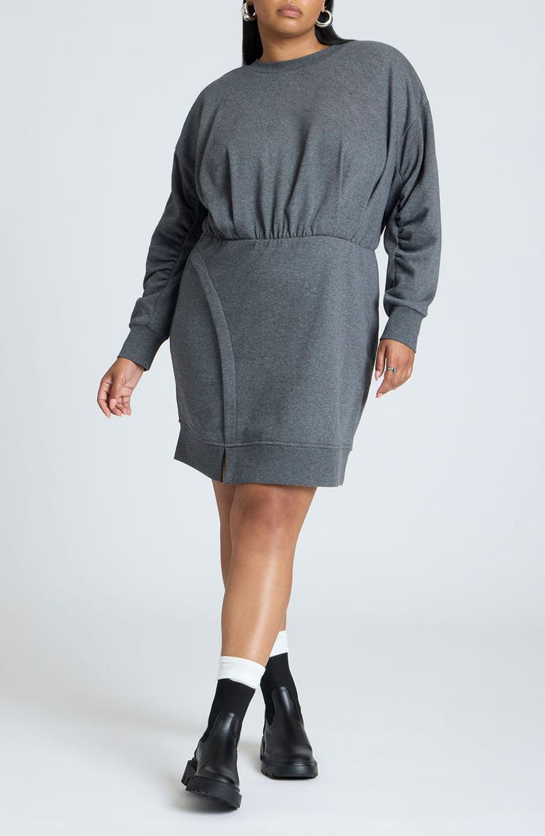 ELOQUII Crewneck Long Sleeve Sweatshirt Minidress, Main, color, 