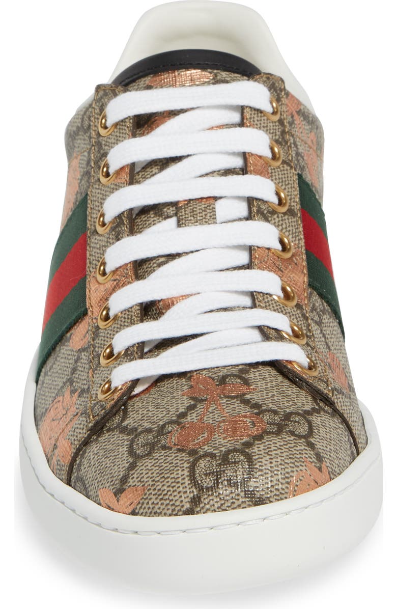 Gucci New Ace Metallic Berry Print Sneaker, Alternate, color,