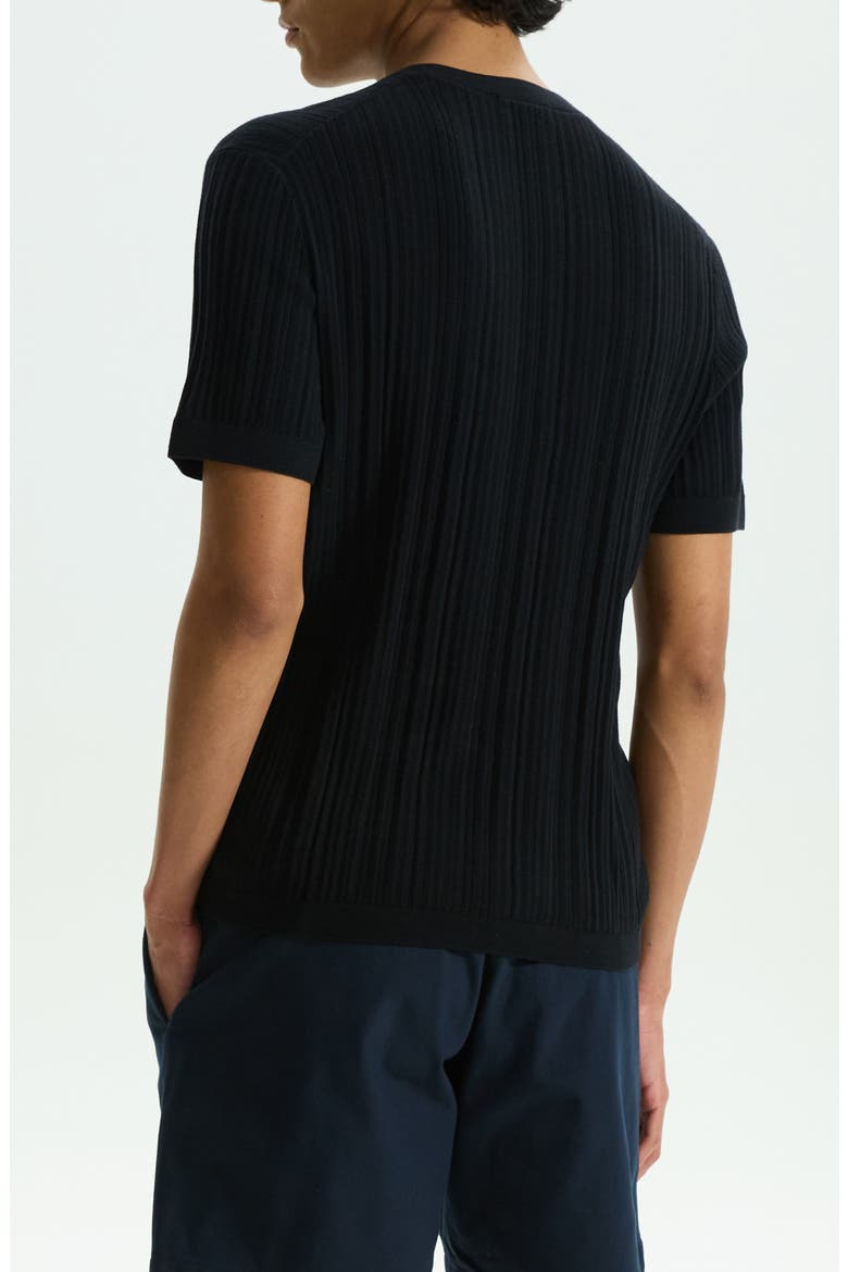 Damian Rib Crewneck T-Shirt, Alternate, color, BLACK