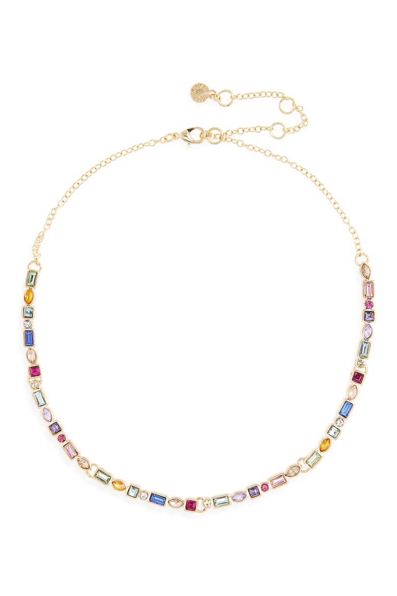 Mixed Crystal Frontal Necklace, Main, color, GOLD MULTI