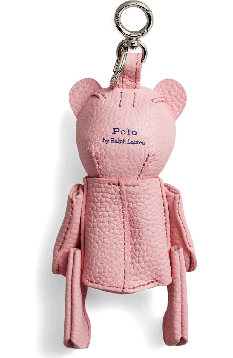 Polo Ralph Lauren Pebble Leather Polo Bear Charm, Alternate, color, Cotton Candy