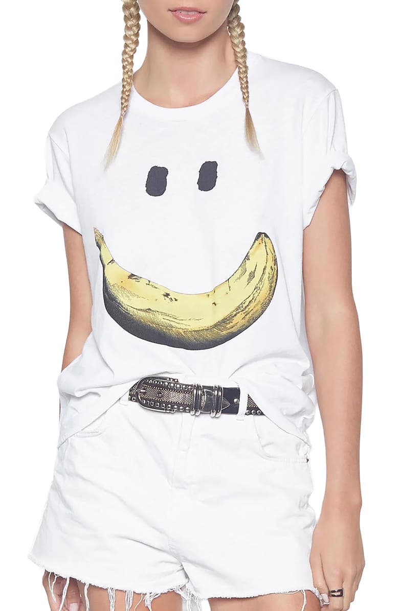 Lauren Moshi Croft Happy Banana Top, Main, color, White
