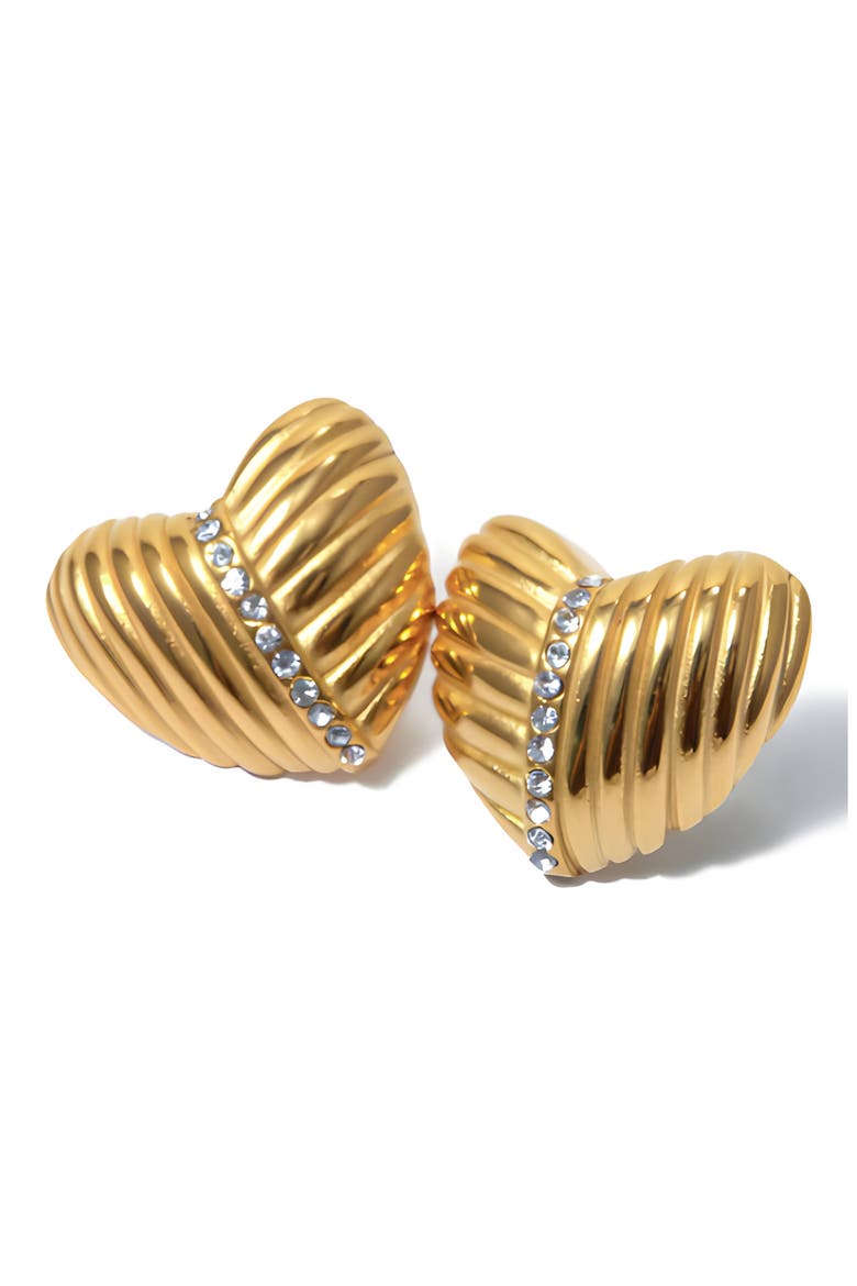 Glistening Heart Stud Earrings, Main, color, GOLD