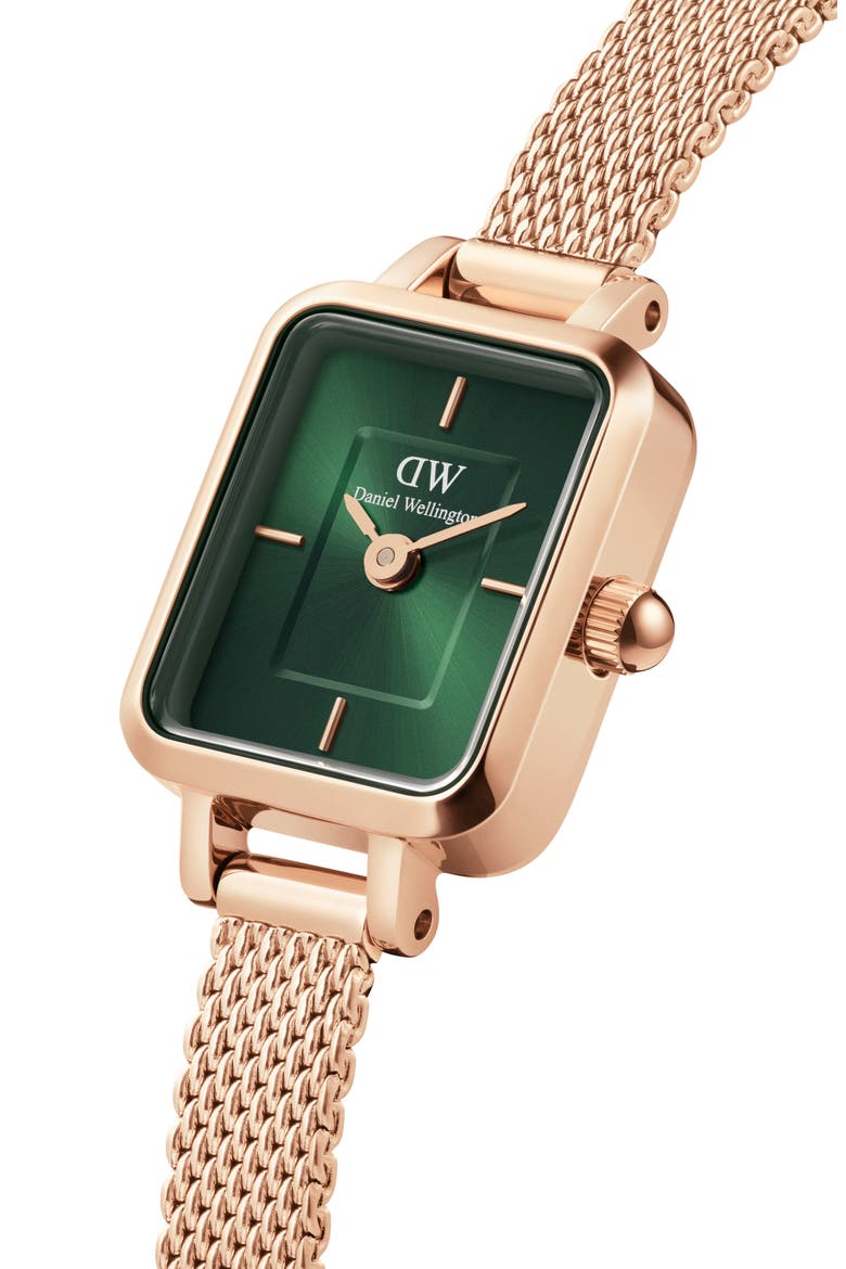 Quadro Mini Mesh Strap Watch, 15.4mm x 18.2mm, Alternate, color, ROSE GOLD