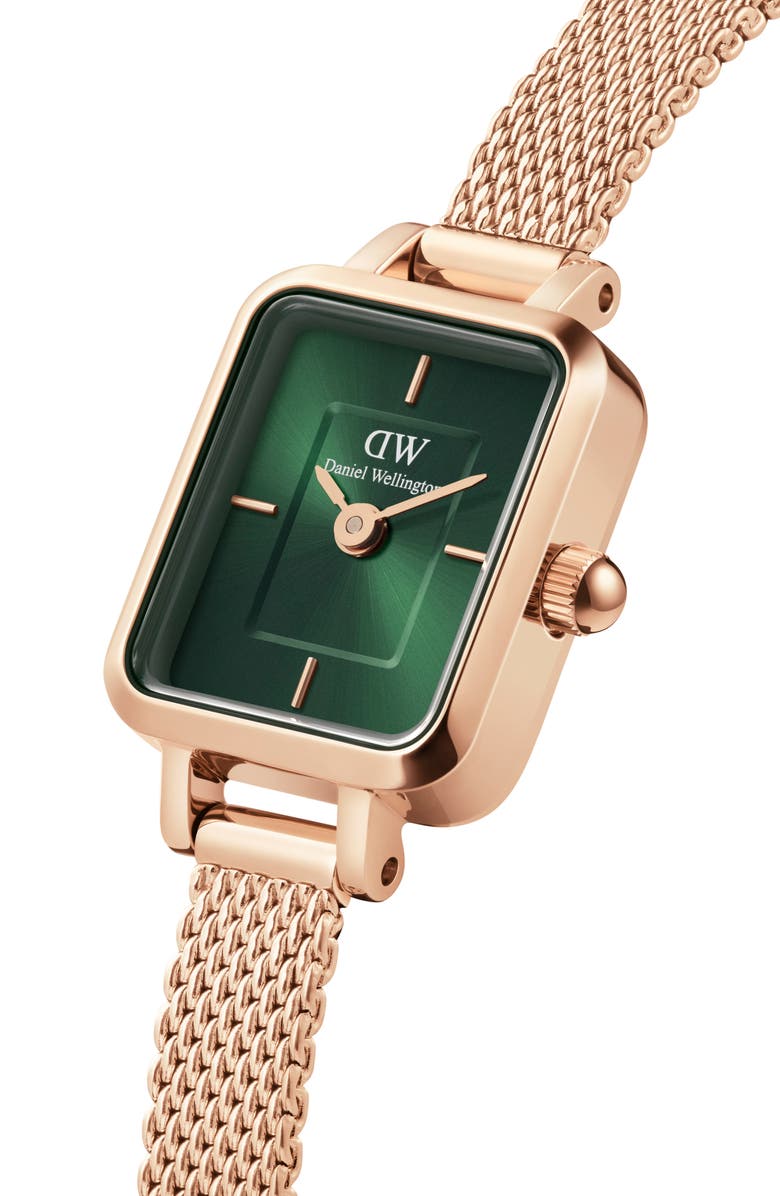 Daniel Wellington Quadro Mini Mesh Strap Watch, 15.4mm x 18.2mm, Alternate, color, Rose Gold