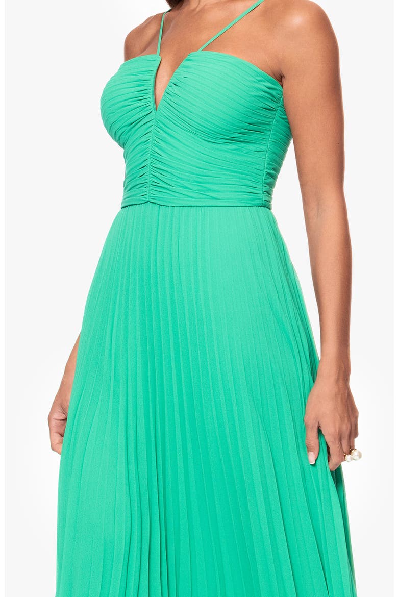 Pleated Chiffon Gown, Alternate, color, EMERALD