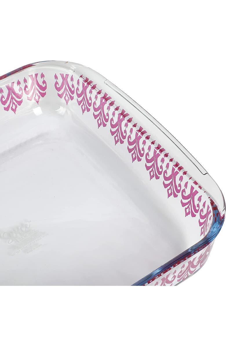 Spice By Tia Mowry 1.8 Quart Spicy Cloves Glass Square Baker, Alternate, color, Pink