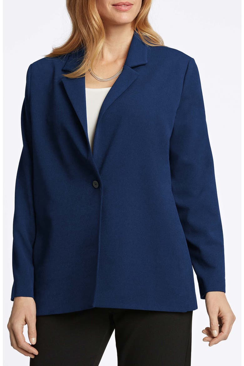 Morgan Crepe Knit Blazer, Main, color, NAVY
