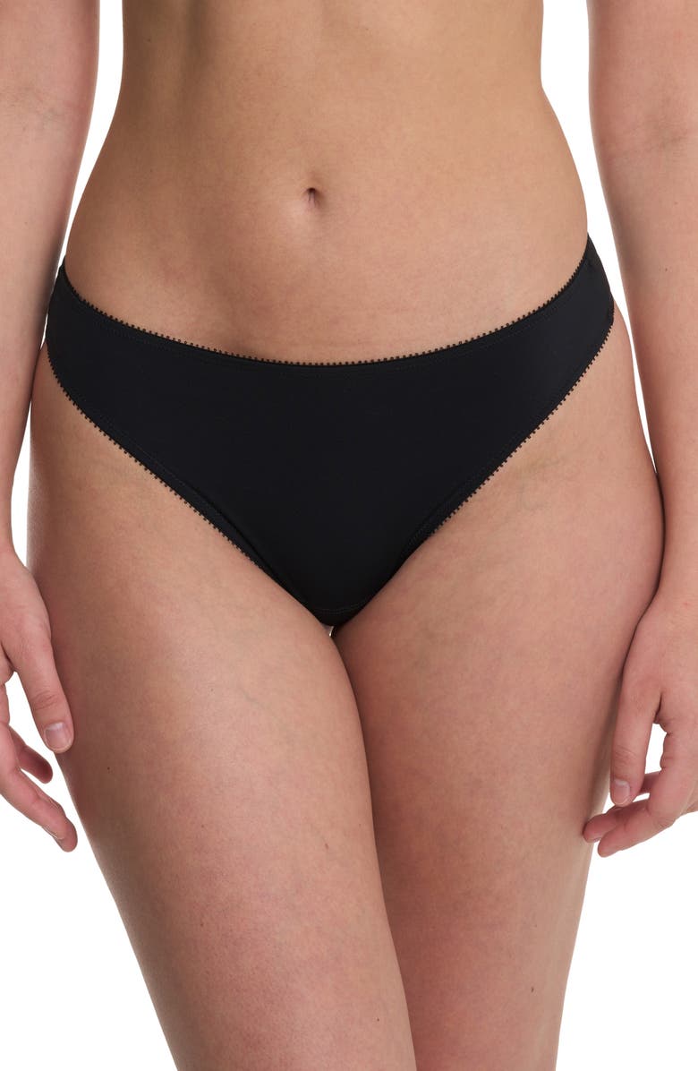 Natori Persuasion Stretch Lace Thong, Main, color, Black