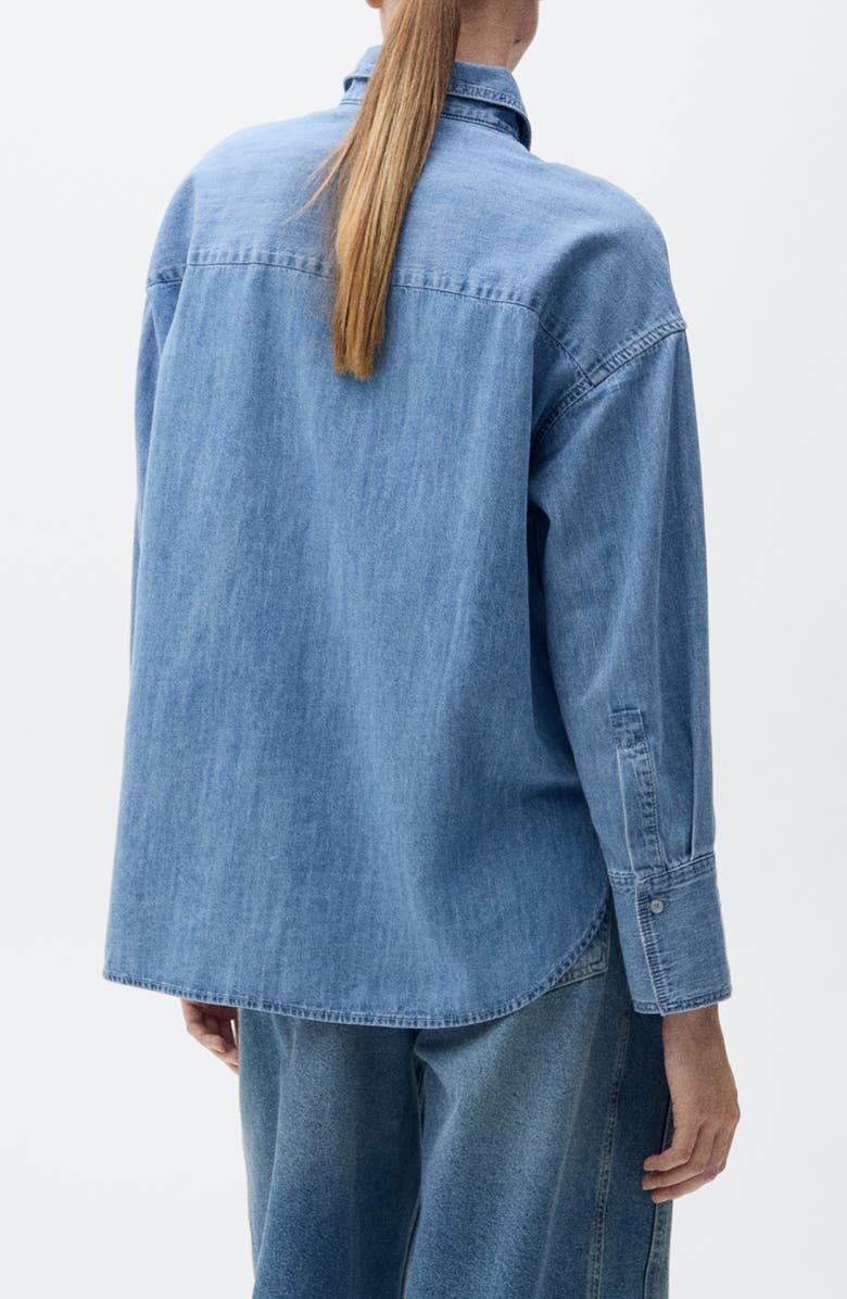 MANGO Oversize Denim Button-Up Shirt, Alternate, color, 