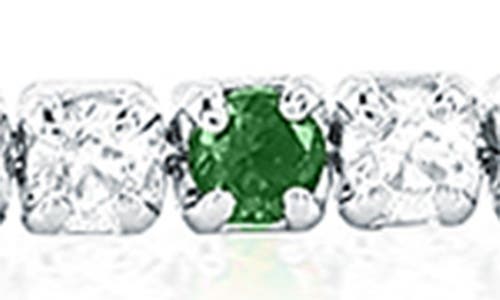 Simona Sterling Silver Round Cubic Zirconia Tennis Anklet In Green