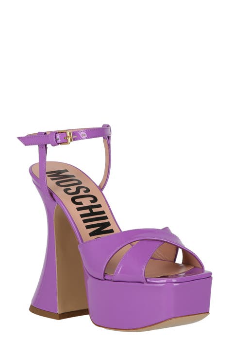 Patent Leather Ankle Strap Platform Sandal (Women)