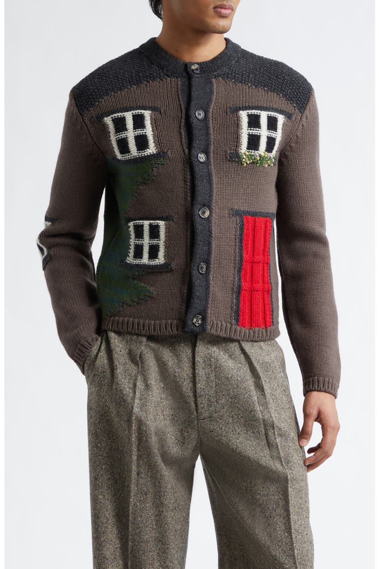 House Intarsia Wool Cardigan (Men) | Nordstrom