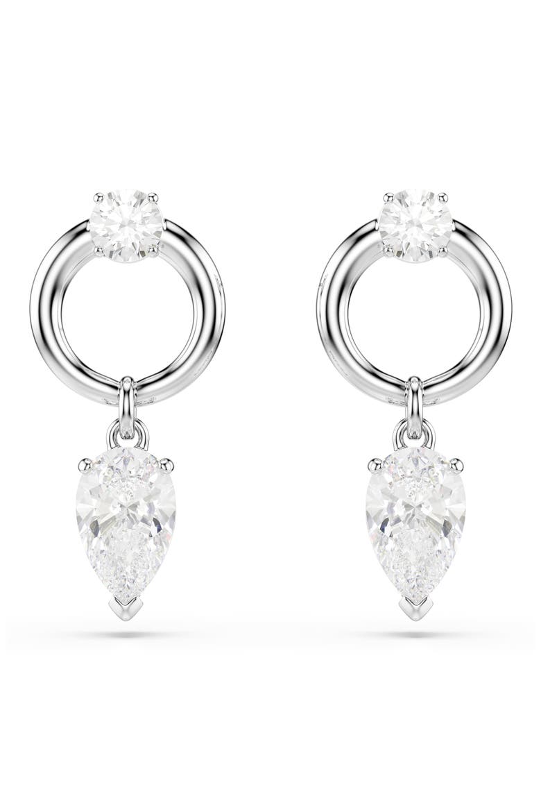 Mesmera Drop Earrings, Main, color, RHODIUM/ WHITE