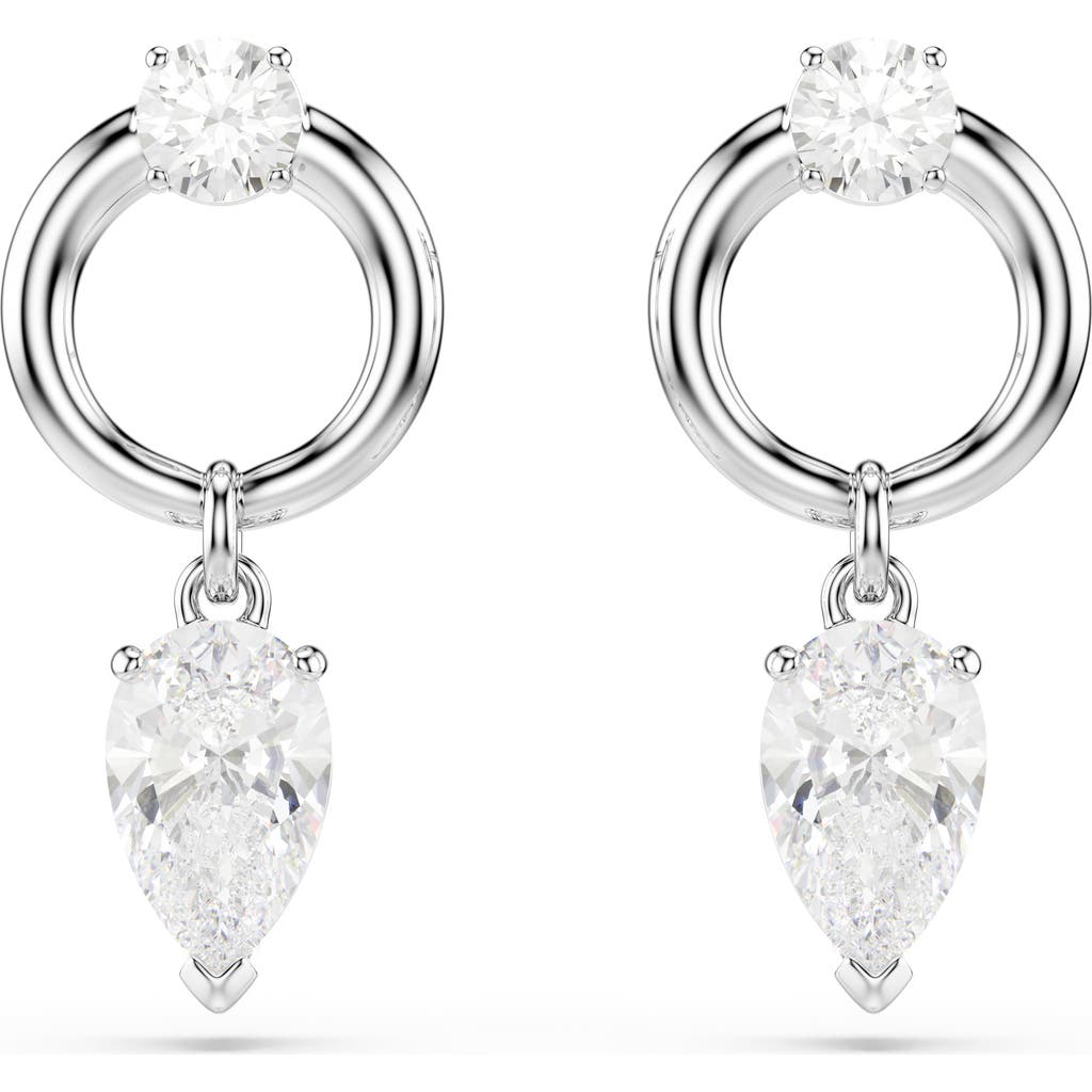 Swarovski Mesmera Rhodium Plated Drop Earrings In Metallic