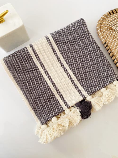 Olive And Linen Olive & Linen Pom Pom Bath Mat In Gray