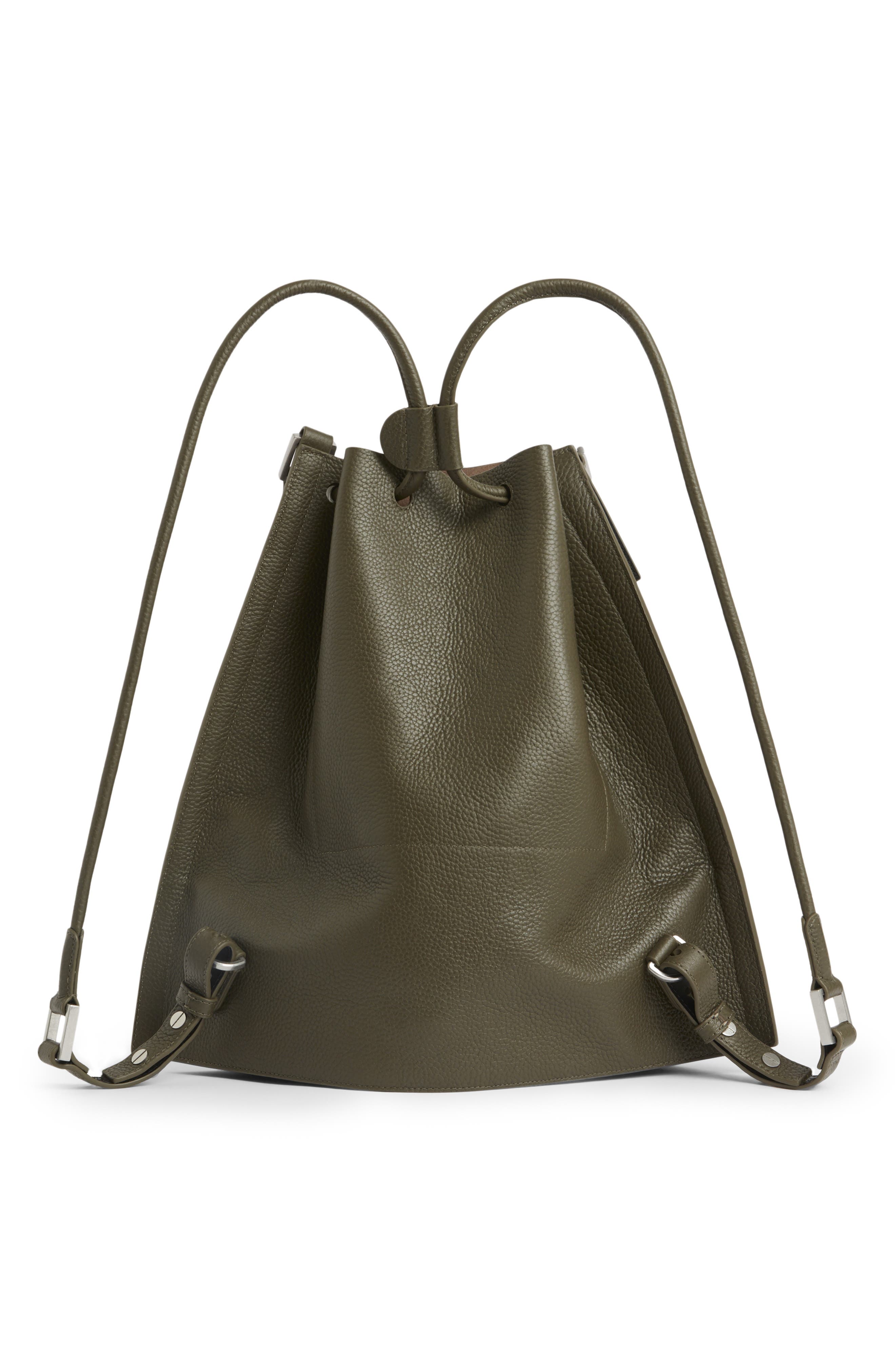 Alpha Convertible Leather Backpack, Alternate, color, DUSTY KHAKI GREEN